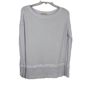 We the Free White Waffle Knit Oversized Pull Over Shirt Top Long Sleeve Size XS